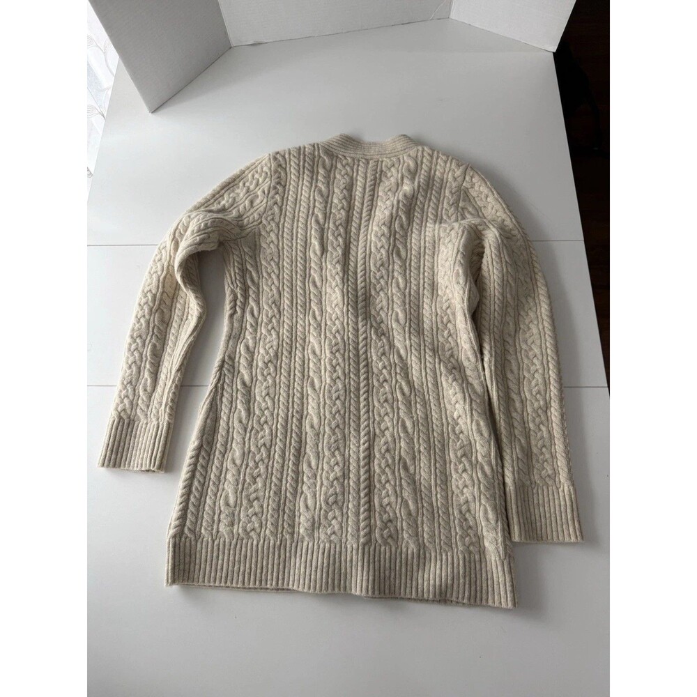 Duluth Trading Wool Cashmere Blend Fisherman Cable Knit Cardigan Sweater S - Picture 10 of 14